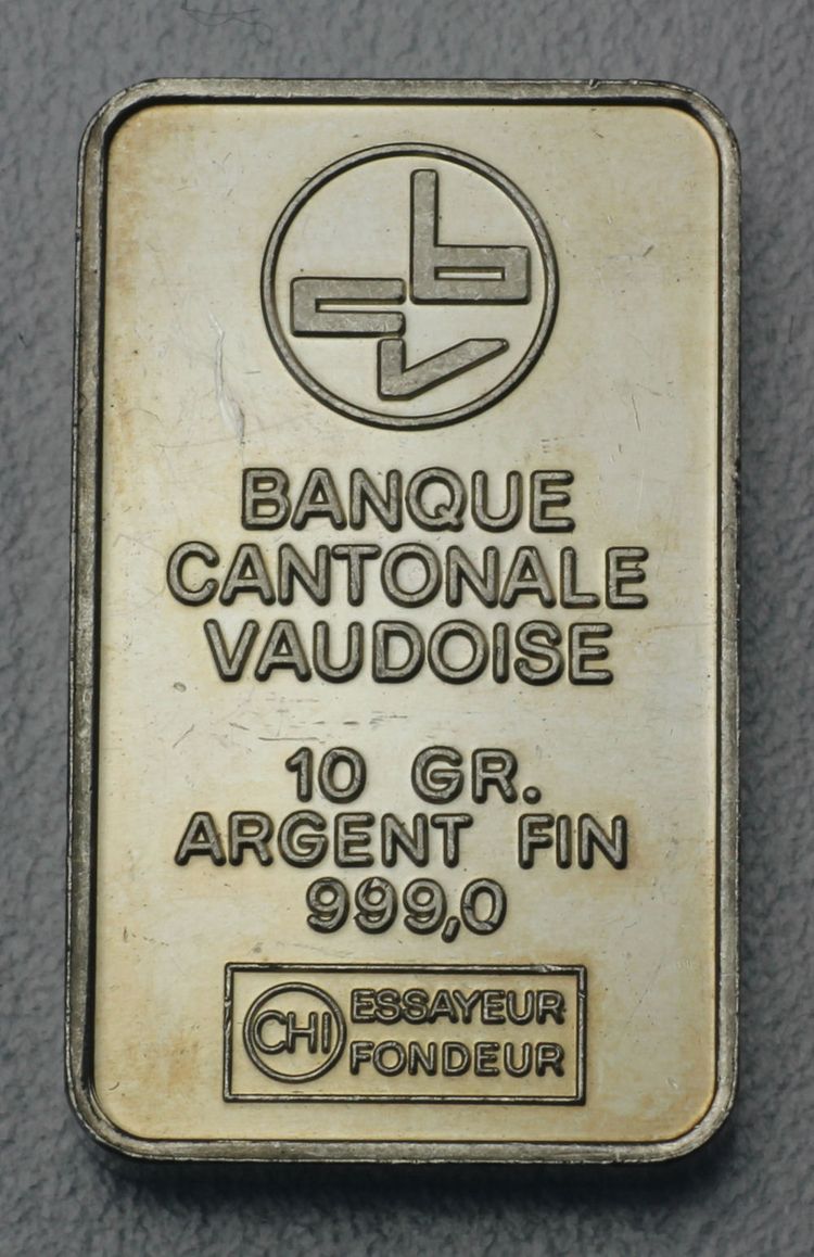 10g Silberbarren Banque Cantonale Vadoise