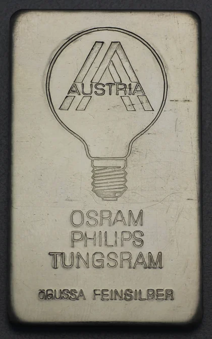 50g Silberbarren Osram, Philips, Tungsram Austria