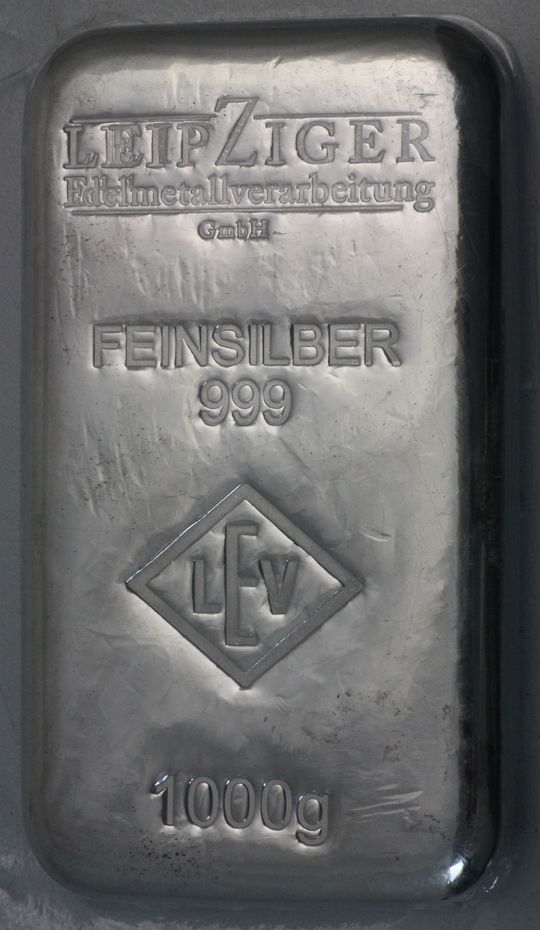 1kg Silberbarren LEV Leipziger Edelmetallverarbeitung
