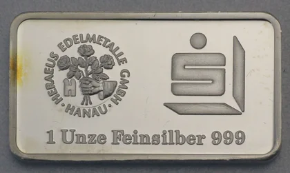 1oz Silberbarren Heraeus Sparkasse