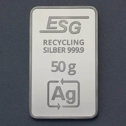50g Silberbarren geprägt