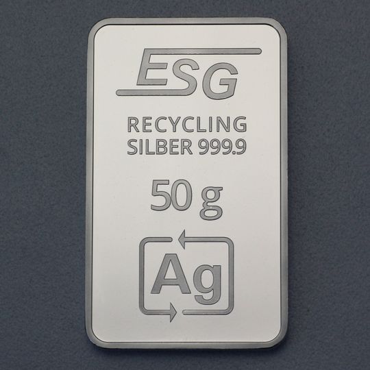 50g Silberbarren geprägt
