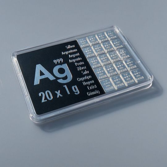 20g Silber als 20x1g Silbertafelbarren