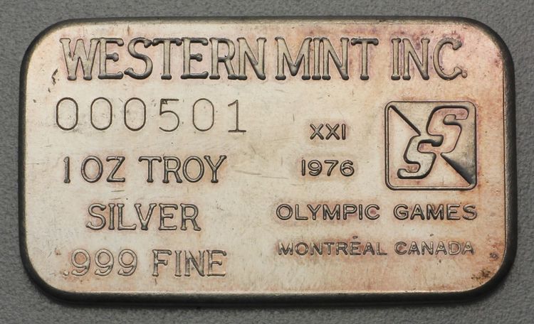 1 oz Troy Silver Western Mint INC