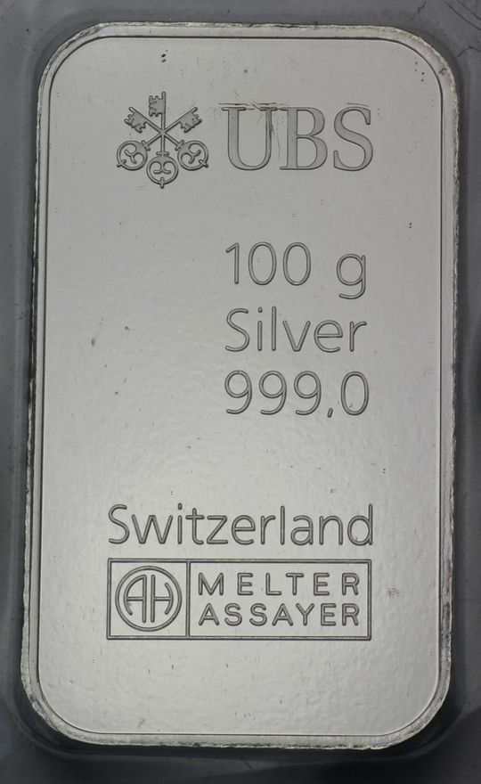 100g Silberbaarren UBS
