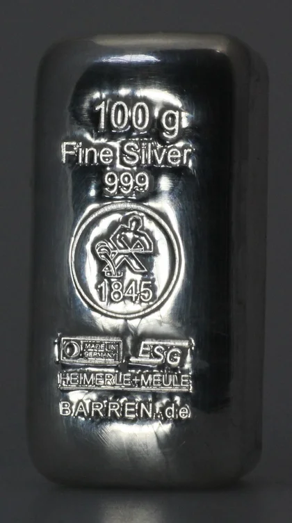 gegossener 100g Silberbarren
