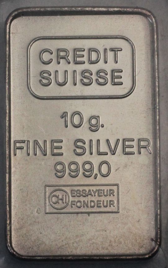 10g Silberbarren Credit Suisse ohne Seriennummer