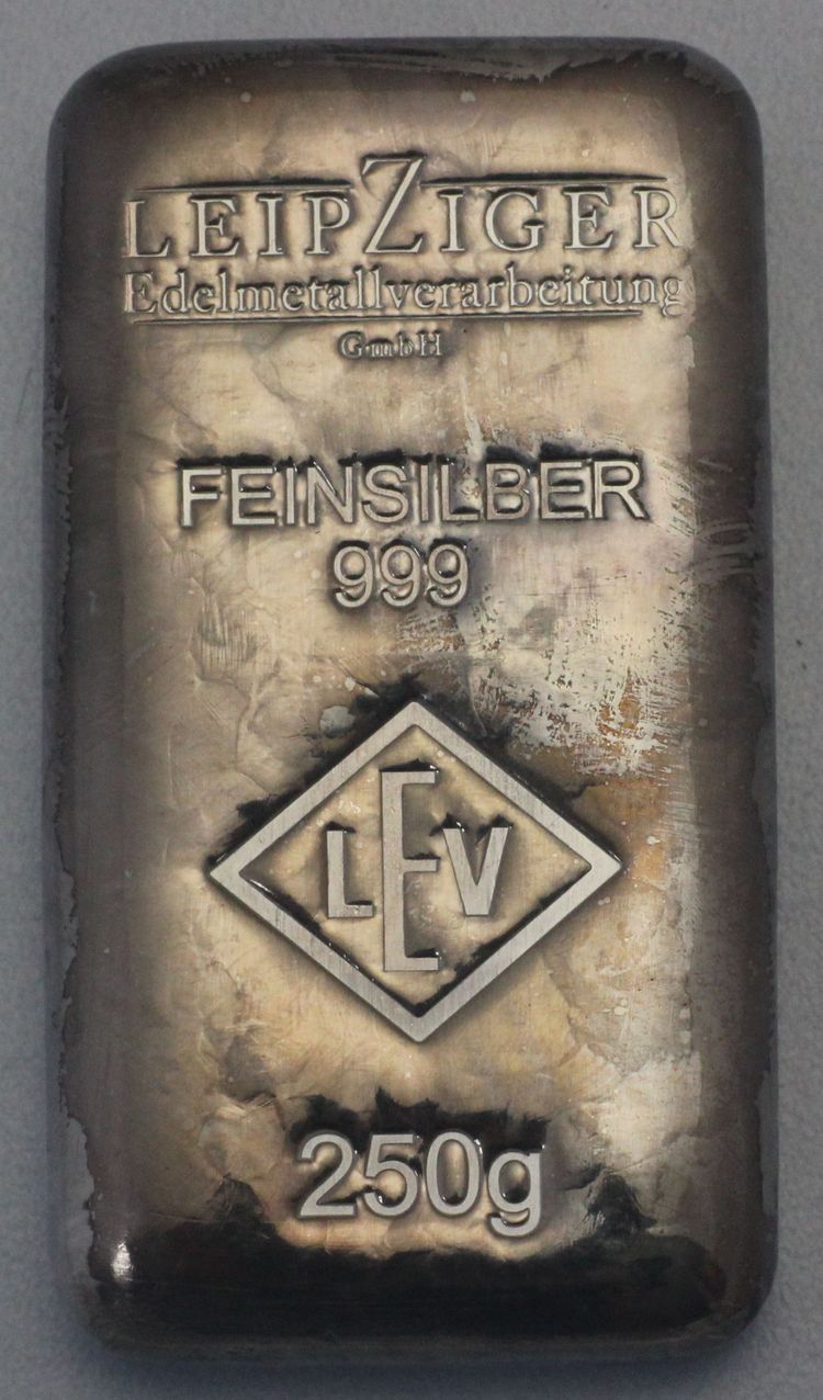 250g Silberbarren Leipziger Edelmetallverarbeitung LEV