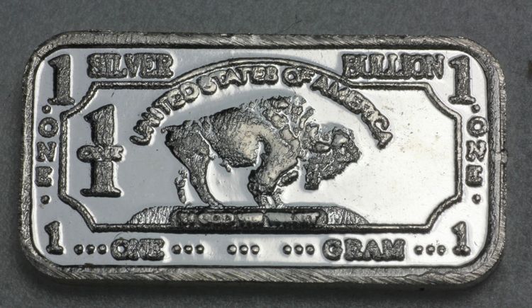 1g Silberbarren Buffalo Rückseite