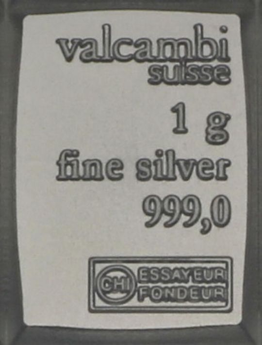 1g Silberbarren aus Valcambi Silver CombiBar