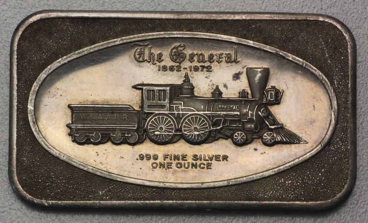 1oz Eisenbahn-Silberbarren The General