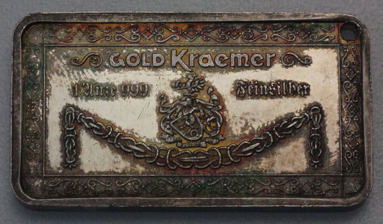 1oz Silberbarren Gold Kraemer