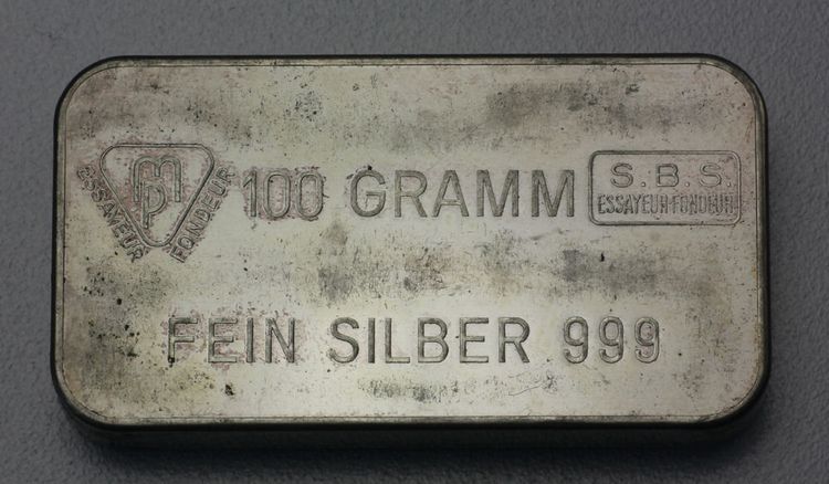 100g Silberbarren SBS Metalor