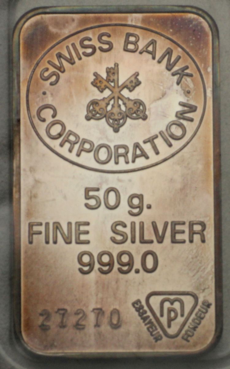 50g Silberbarren Swiss Bank Corporation