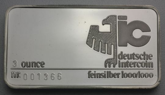 3 oz Silberbarren Deutsche Intercoin 3 oz Silberbarren Deutsche Intercoin