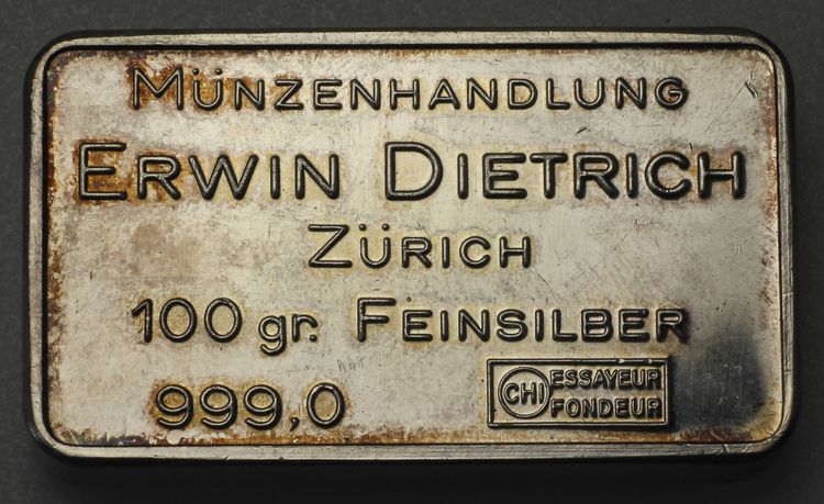 100g Silber Münzhandlung Erwin Dietrich Zürich