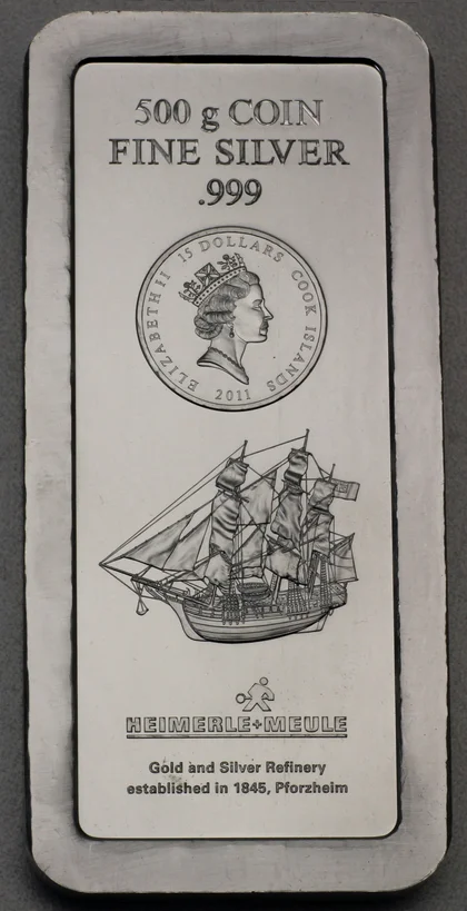 500g Münzbarren Silber Cook Islands