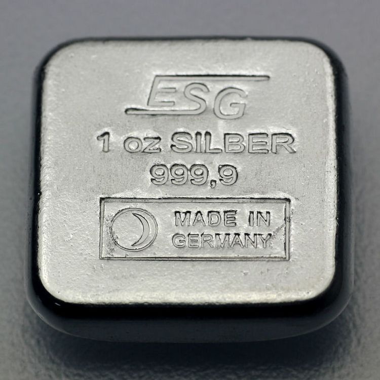 1oz ESG Recyclingsilber Barren Unterseite 1oz ESG Recyclingsilber Barren Unterseite