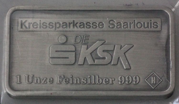 1oz Silberbarren Kreissparkasse Saarlouis