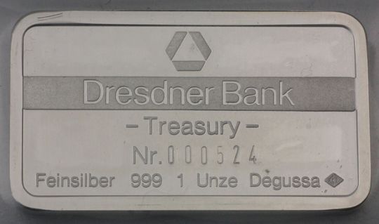 Dresdener Bank Silberbarren 1oz
