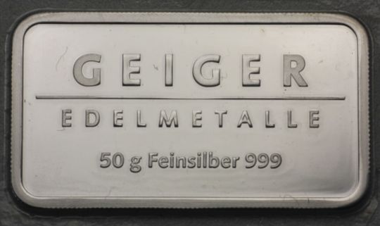 50g Silberbarren Geiger Edelmetalle
