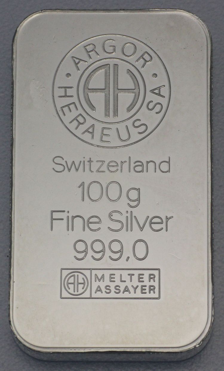 100g Silberbarren Argor-Heraeus