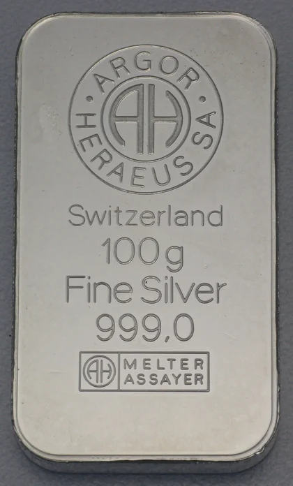 100g Silberbarren Argor-Heraeus