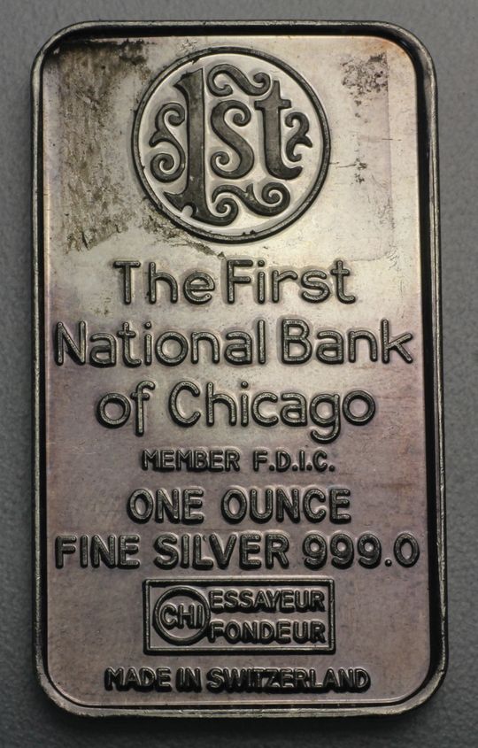 1st National bank of Chicaco 1oz Silver
