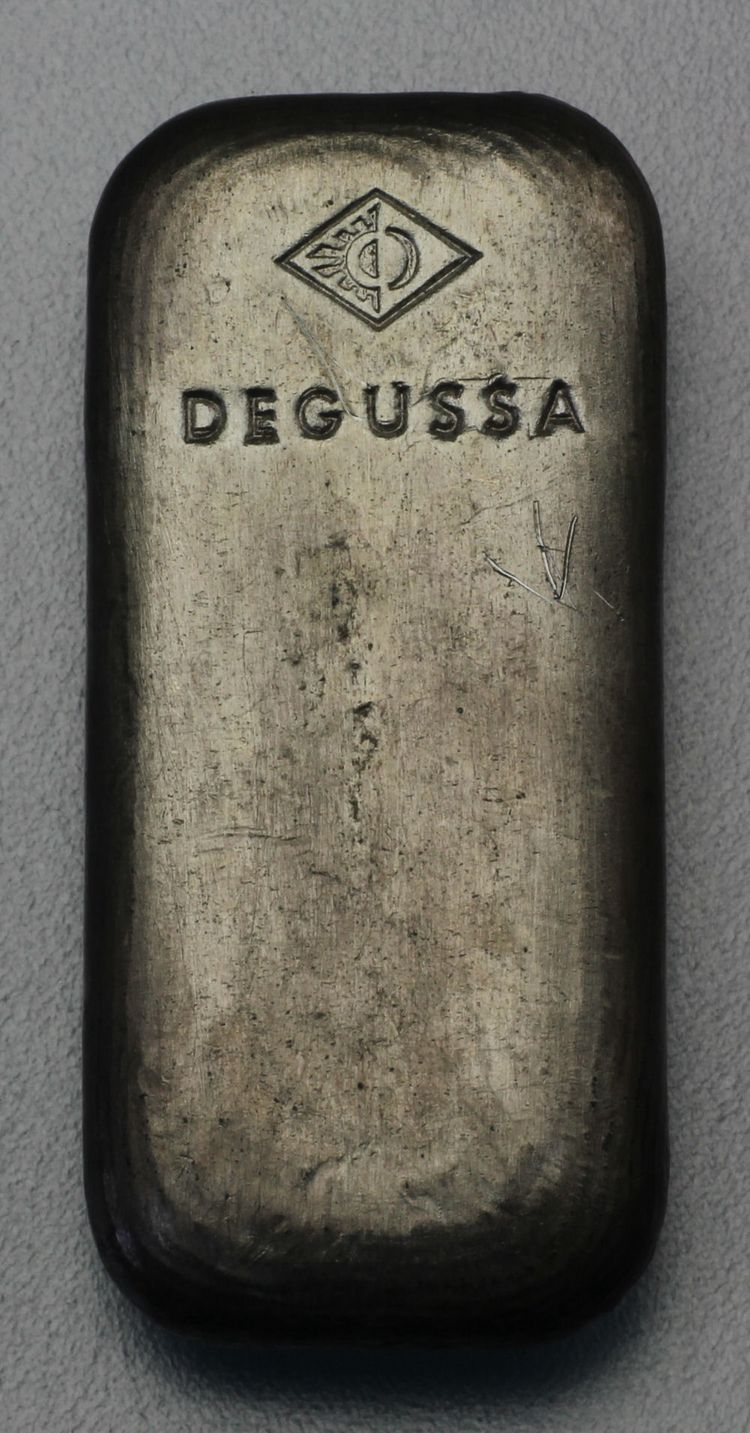 100g Degussa Silberbarren gegossen