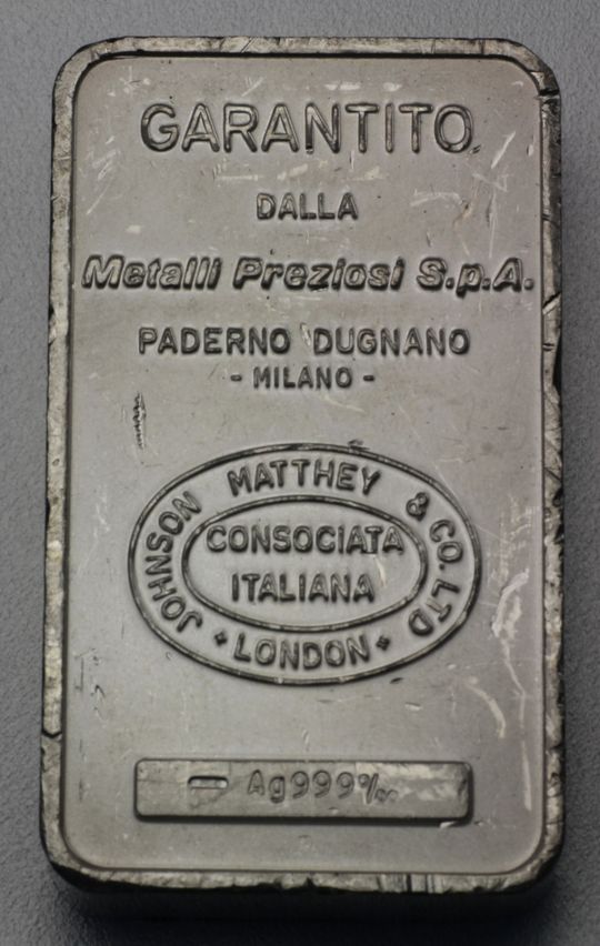 250g Silberbarren Johnson Mathey Milano