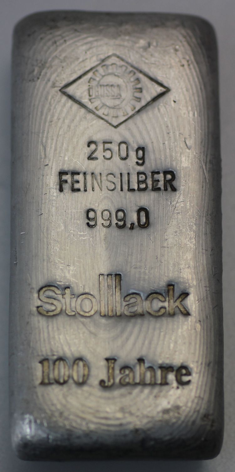250g Silberbarren Stollack Ögussa
