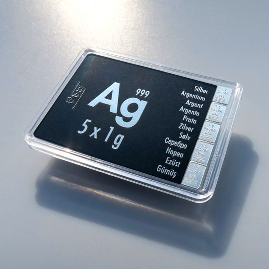 5g Silber als 5x1g Silbertafelbarren