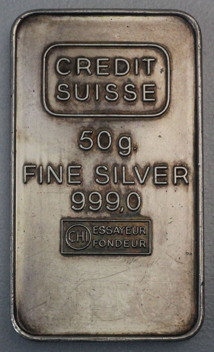 50g Silberbarren Credit Suisse ohne Seriennummer
