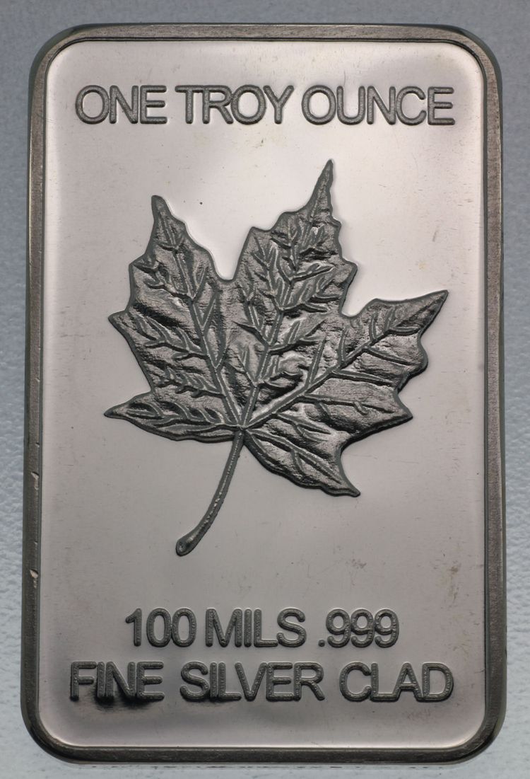 1oz Silberbarren Kanadisches Ahornblatt. ACHTUN, nur versilbert! Betrugsgefahr! 1oz Silberbarren Kanadisches Ahornblatt