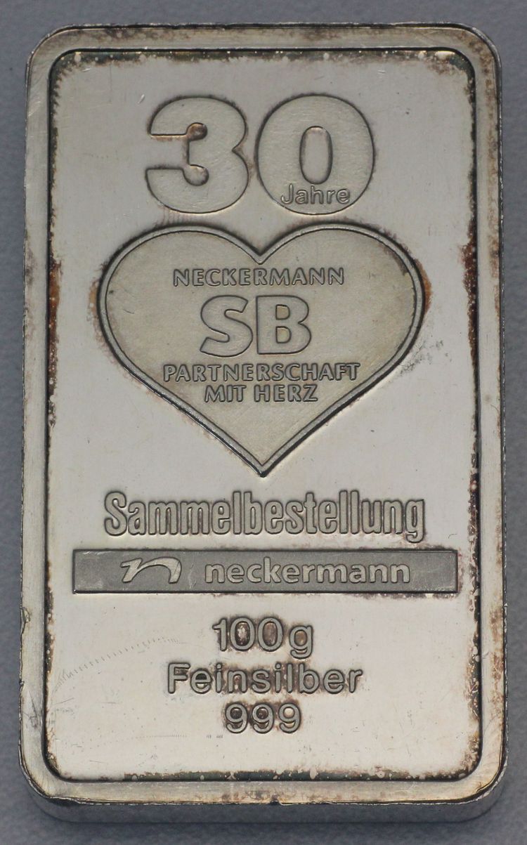 100g Silberbarren 30Jahre Neckermann