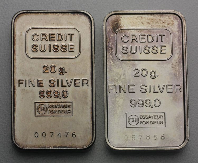 Credit Suisse Silberbarren 2 Varianten