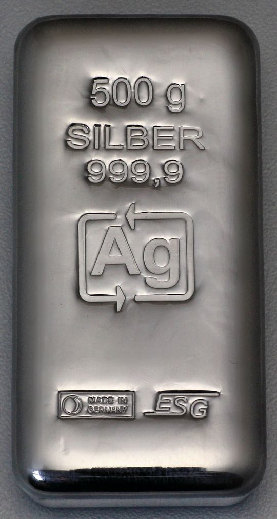 500g Silberbarren Ag ESG