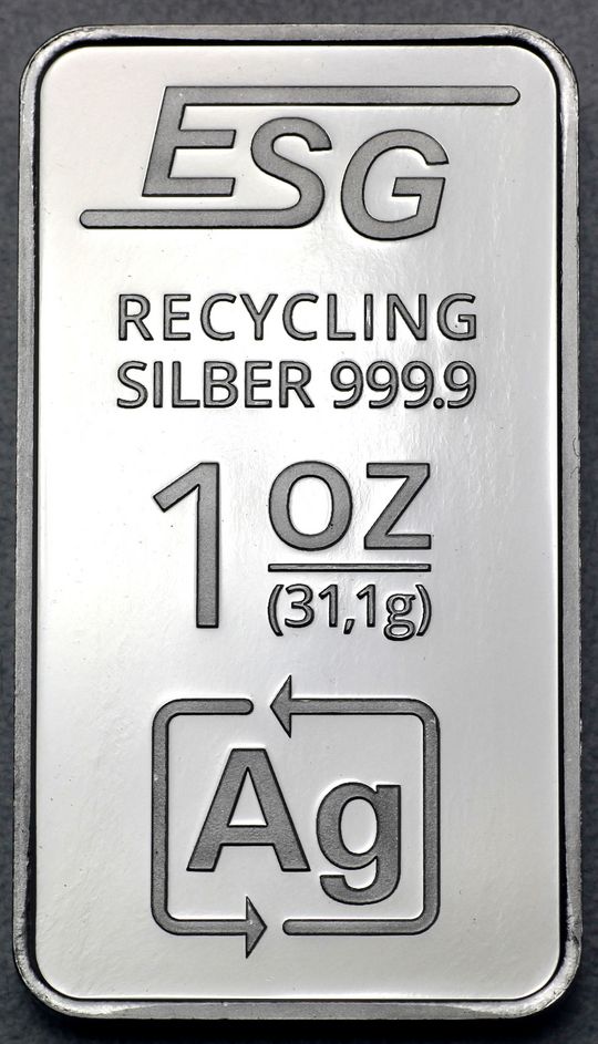 1oz Silberbarren aus Recycling-Silber