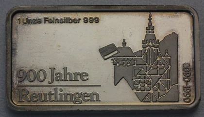 Unzenbarren Silber 900 Jahre Reutlingen