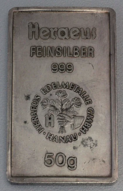 50g Silberbarren Heraeus