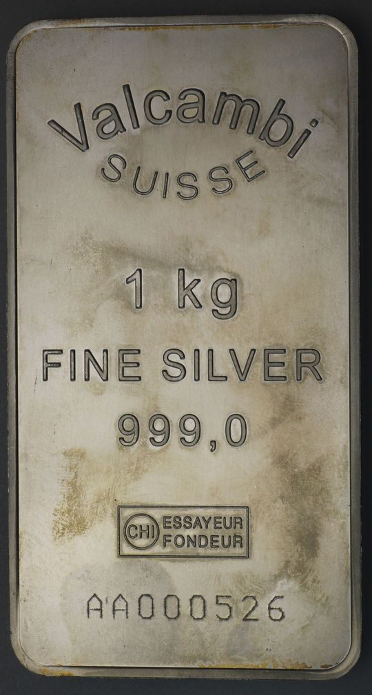 1kg Silberbarren Valcambi Suisse geprägt