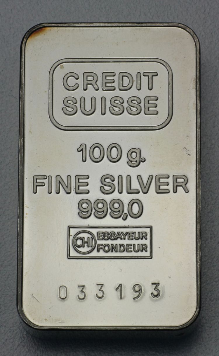100g Silberbarren Credit Suisse