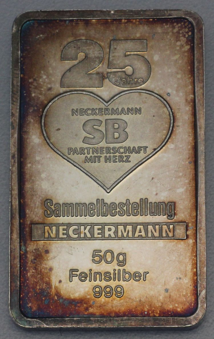 50g Silberbarren 25Jahre Neckermann