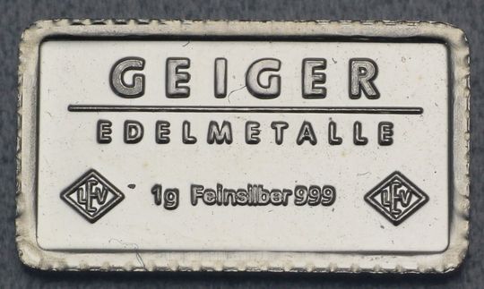 1g Silberbarren Geiger Edelmetalle LEV