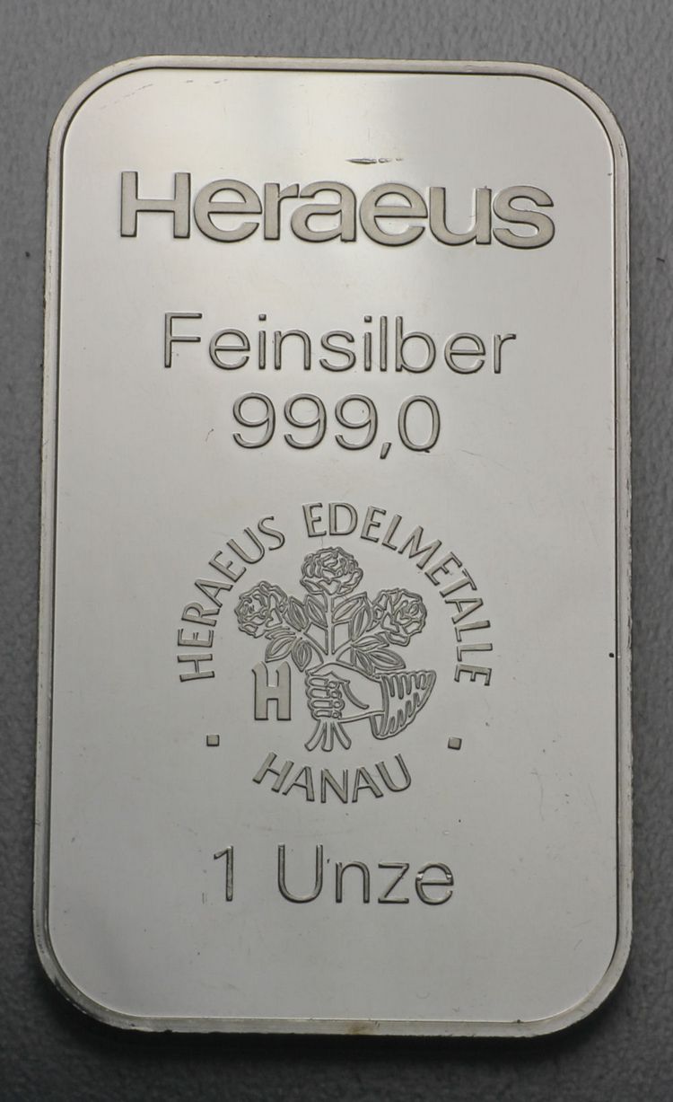 1oz Heraeus Silberbarren