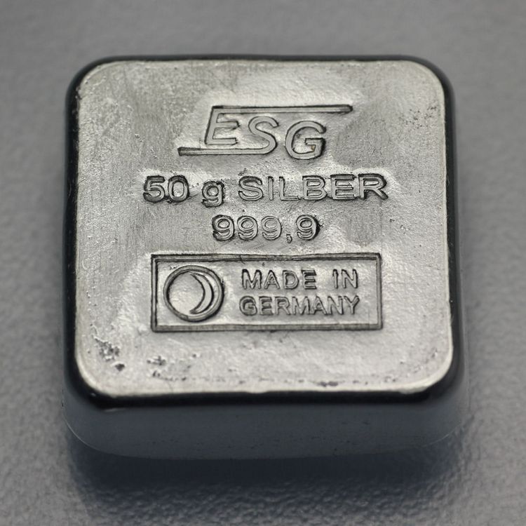 50g ESG Recyclingsilber Barren Unterseite
