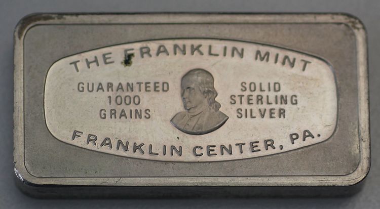 1000 Grains (64g) Sterlingsilber-Barren (925) The Franklin Mint