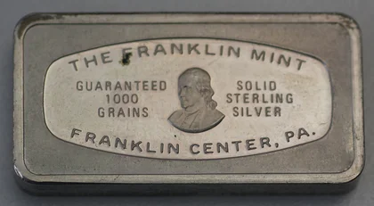 1000 Grains (64g) Sterlingsilber-Barren (925) The Franklin Mint