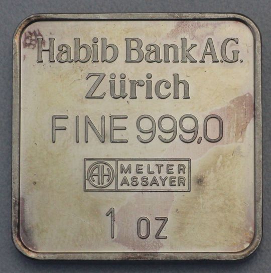 1oz Silberbarren Habib Bank Zürich 1oz Silberbarren Habib Bank Zürich