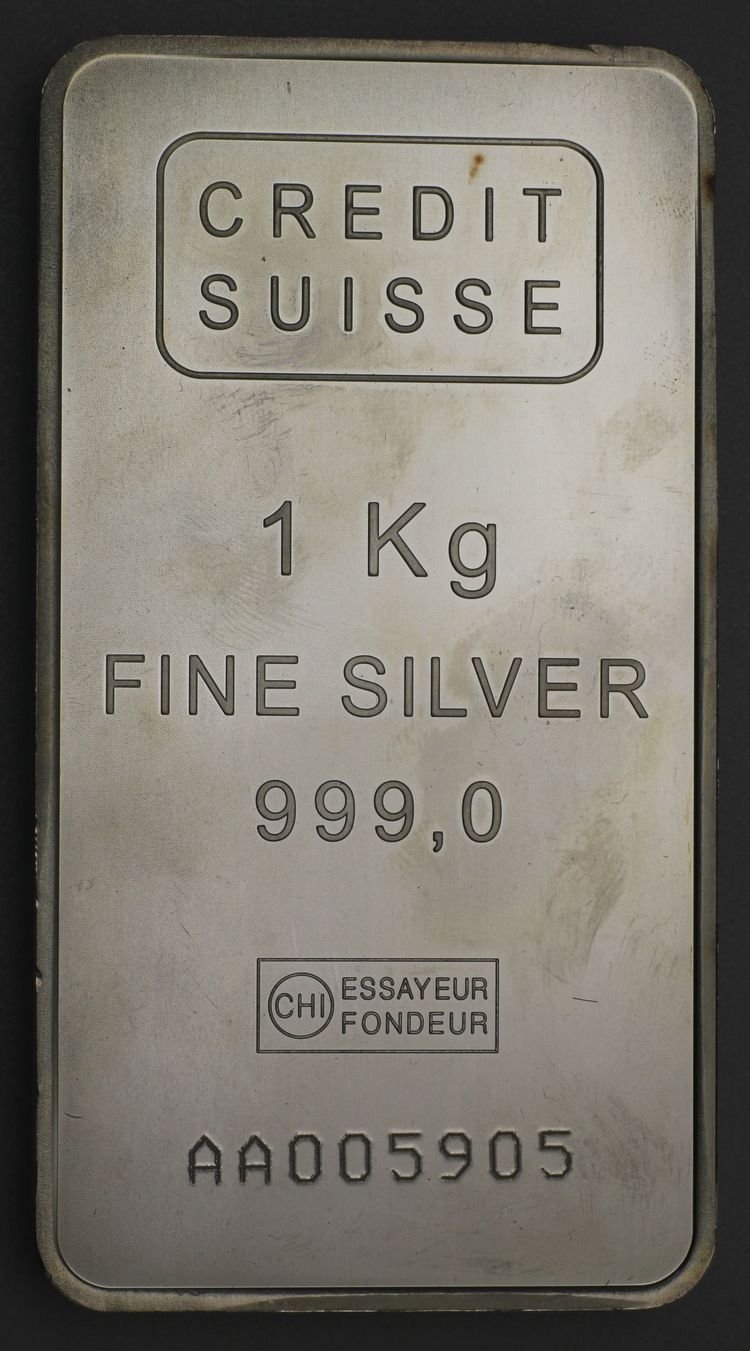 1kg Silberbarren Credit Suisse geprägt